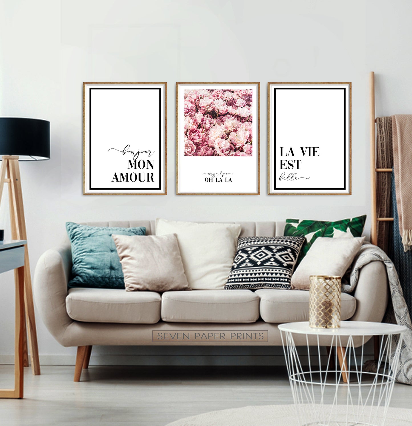 Floral Wall Art Set of 3 Pink Flower Digital Prints