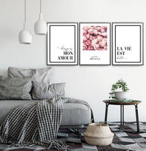 Load image into Gallery viewer, Floral Wall Art Set of 3 Pink Flower Digital Prints
