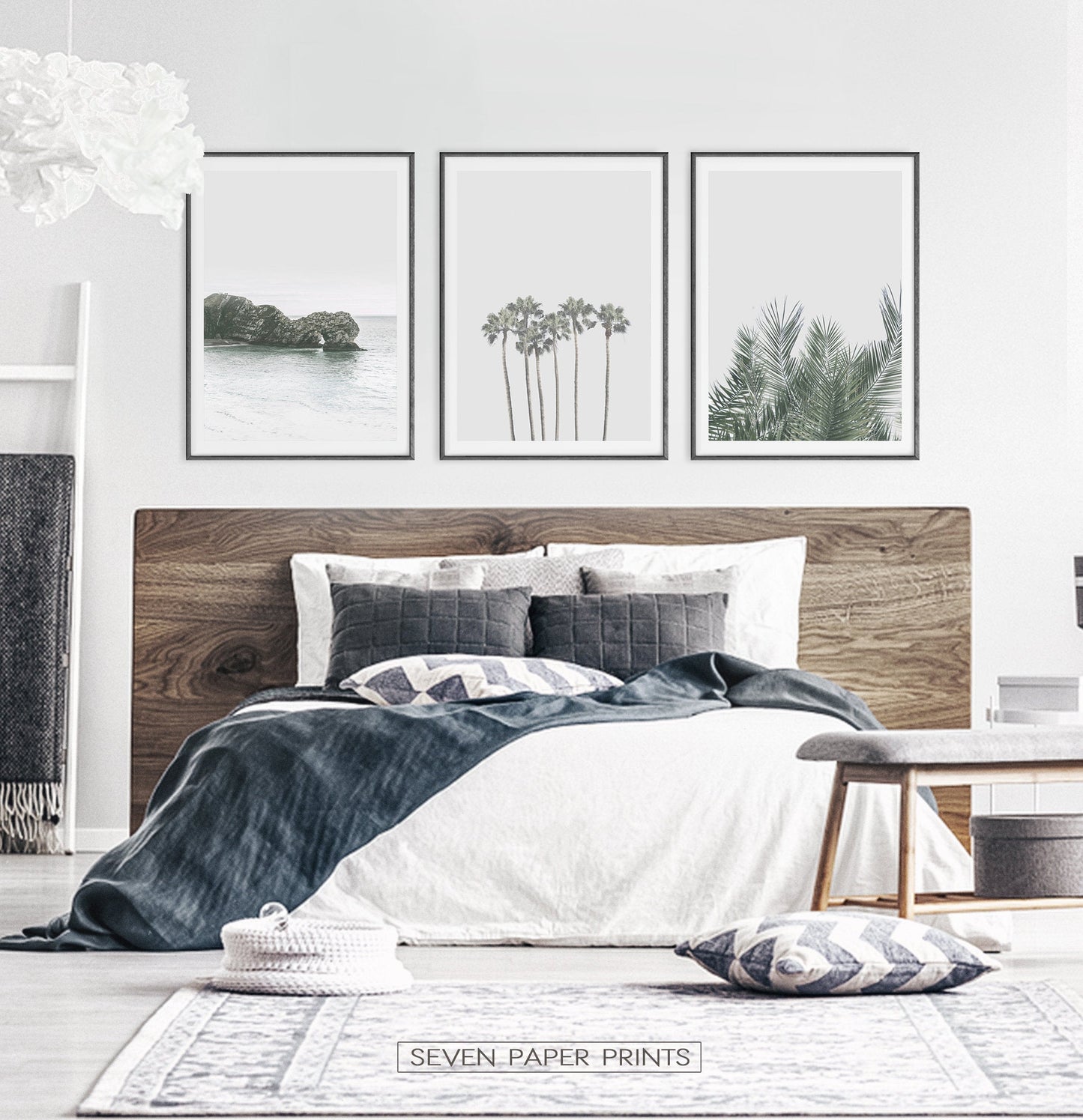 Palm Tree Wall Art Set of 3 Pastel Coastal Prints