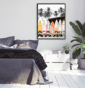 Tropical Surf Wall Art with Surfboards