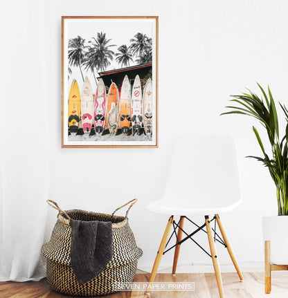 Tropical Surf Wall Art with Surfboards