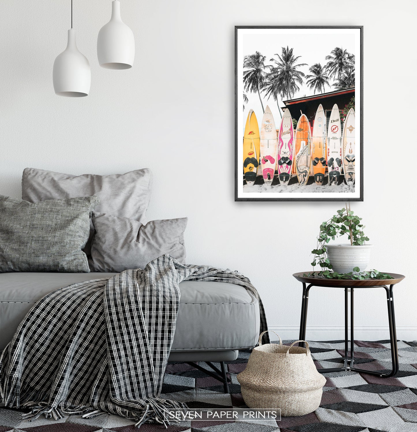 Tropical Surf Wall Art with Surfboards