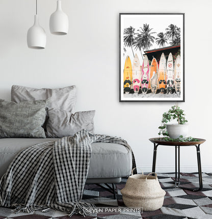 Tropical Surf Wall Art with Surfboards