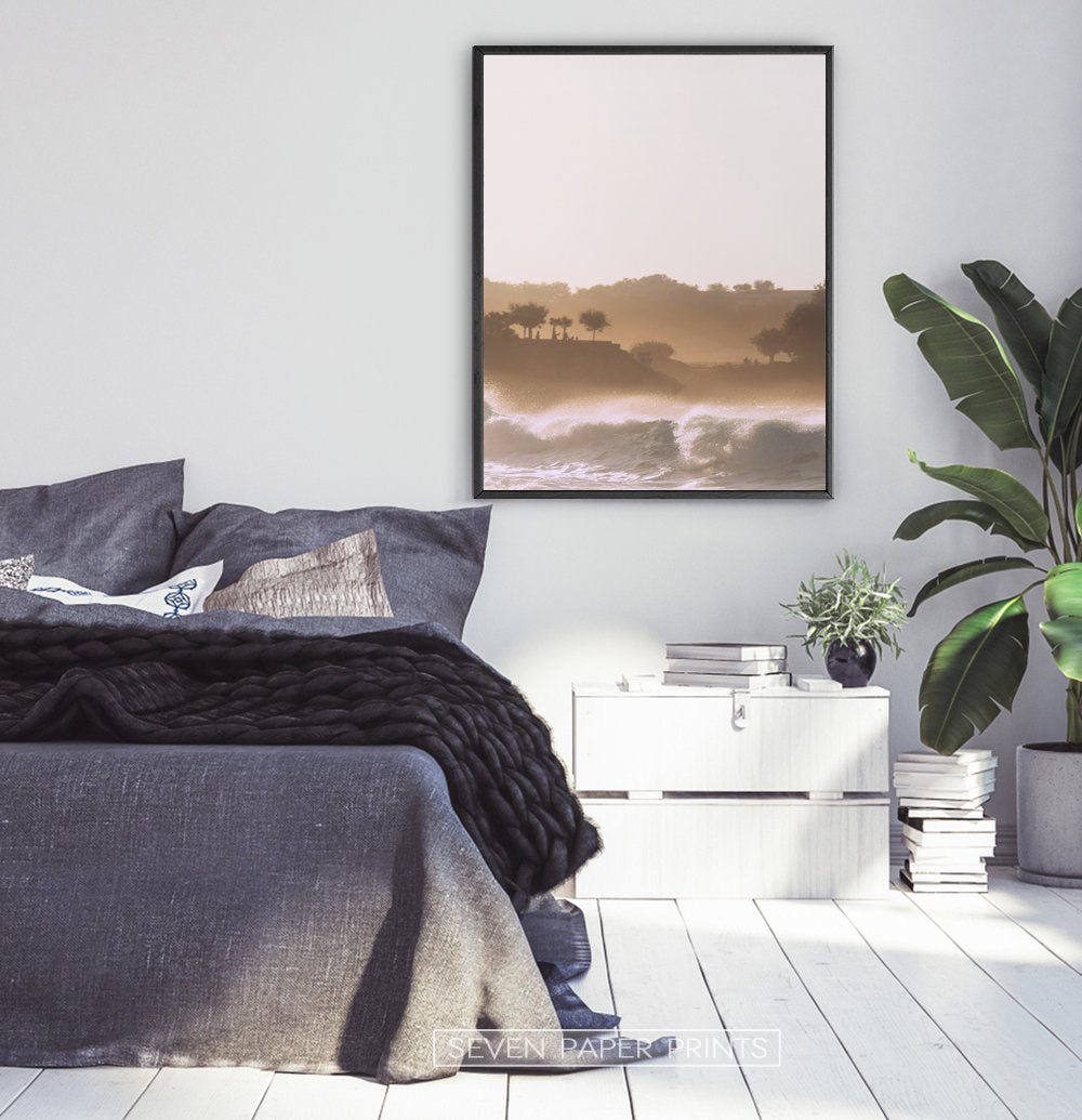 Sunset Ocean Wave Wall Art Print Set of 2