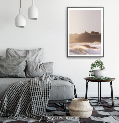 Sunset Ocean Wave Wall Art Print Set of 2