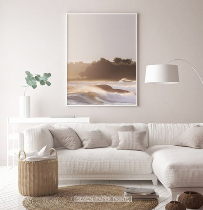 Sunset Ocean Wave Wall Art Print Set of 2