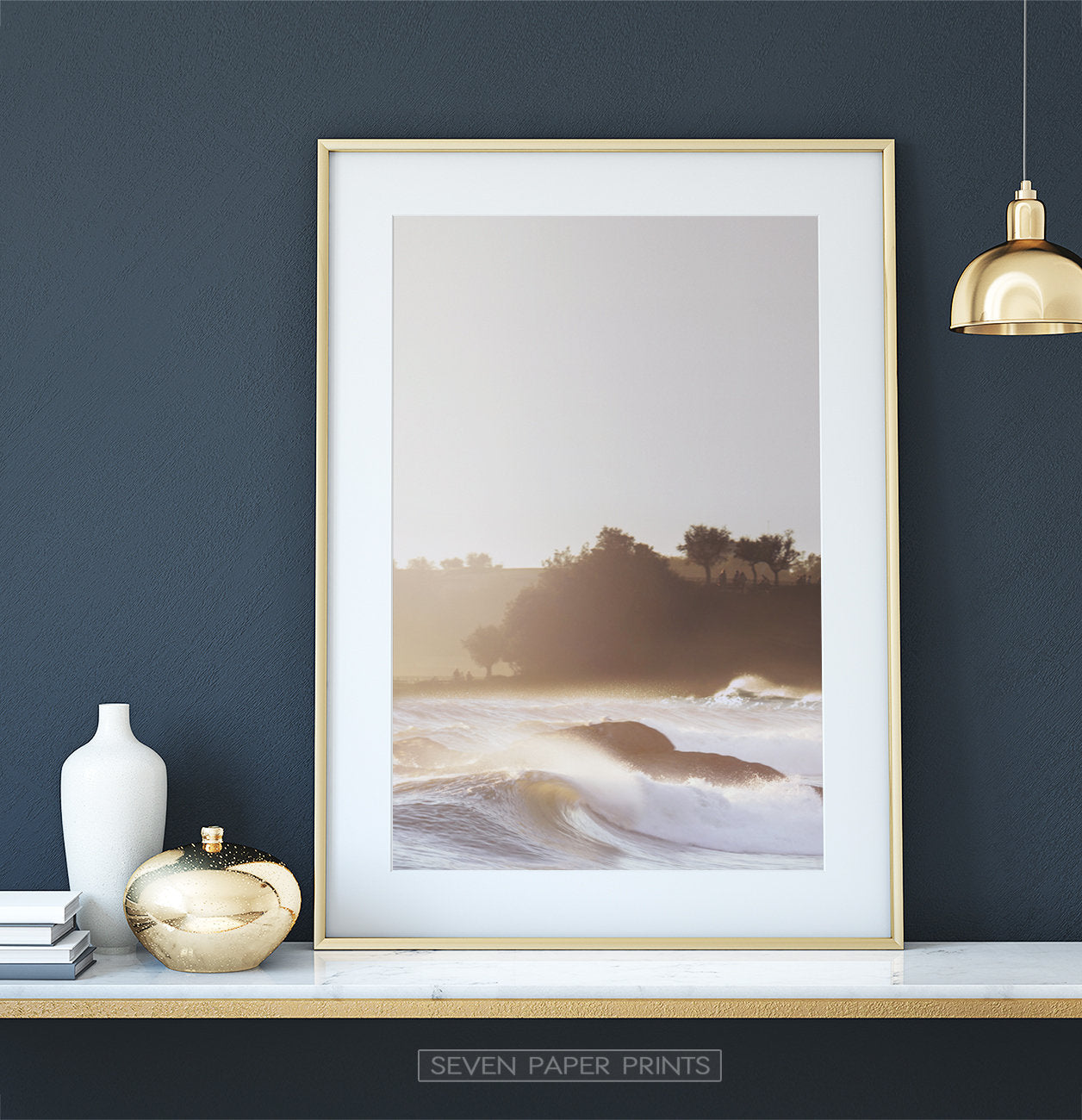 Sunset Ocean Wave Wall Art Print Set of 2