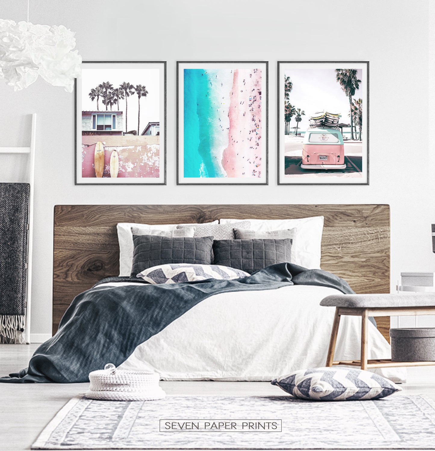 Coastal Pink Wall Art Set of 3 Prints