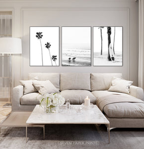 Black and White Surfing Wall Art Set of 3 Prints