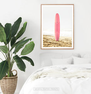 Pink Surfboard Wall Decor for Bedroom