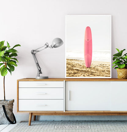 Modern Pink Surfboard Wall Art