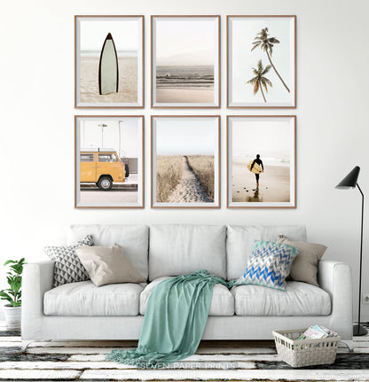 California Coast Surf Art Set of 6 Prints