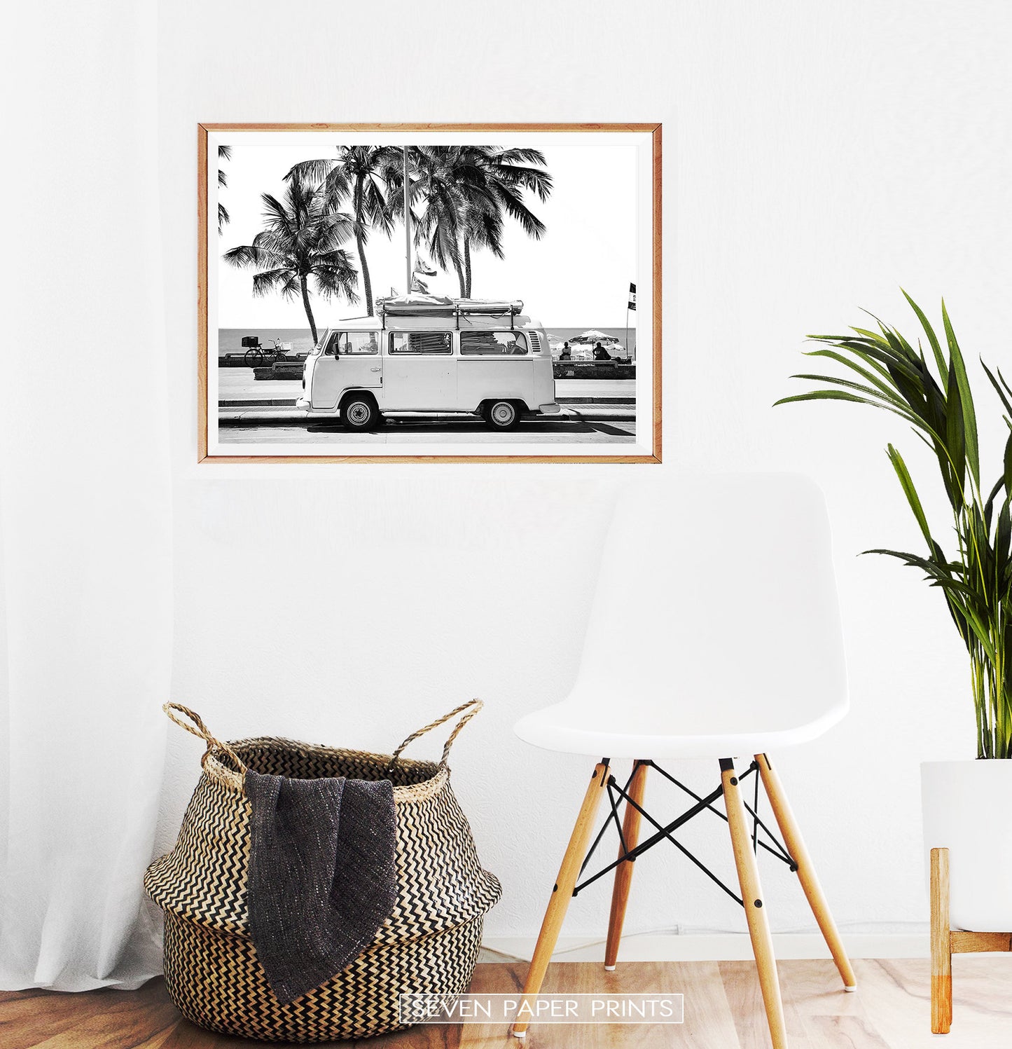 Black And White Retro Combi Bus Print
