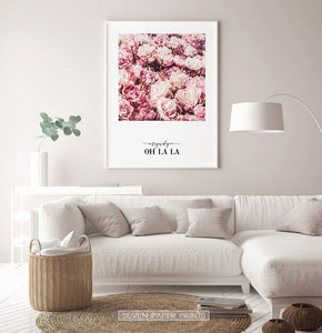 Floral Wall Art Set of 3 Pink Flower Digital Prints