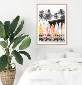 Tropical Surf Wall Art with Surfboards