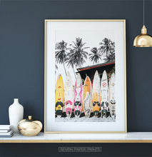 Load image into Gallery viewer, Tropical Surf Wall Art with Surfboards
