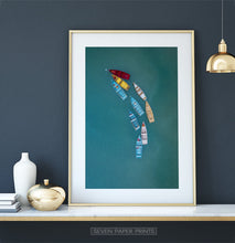Load image into Gallery viewer, Colorful Canoe Boats in the Sea Print
