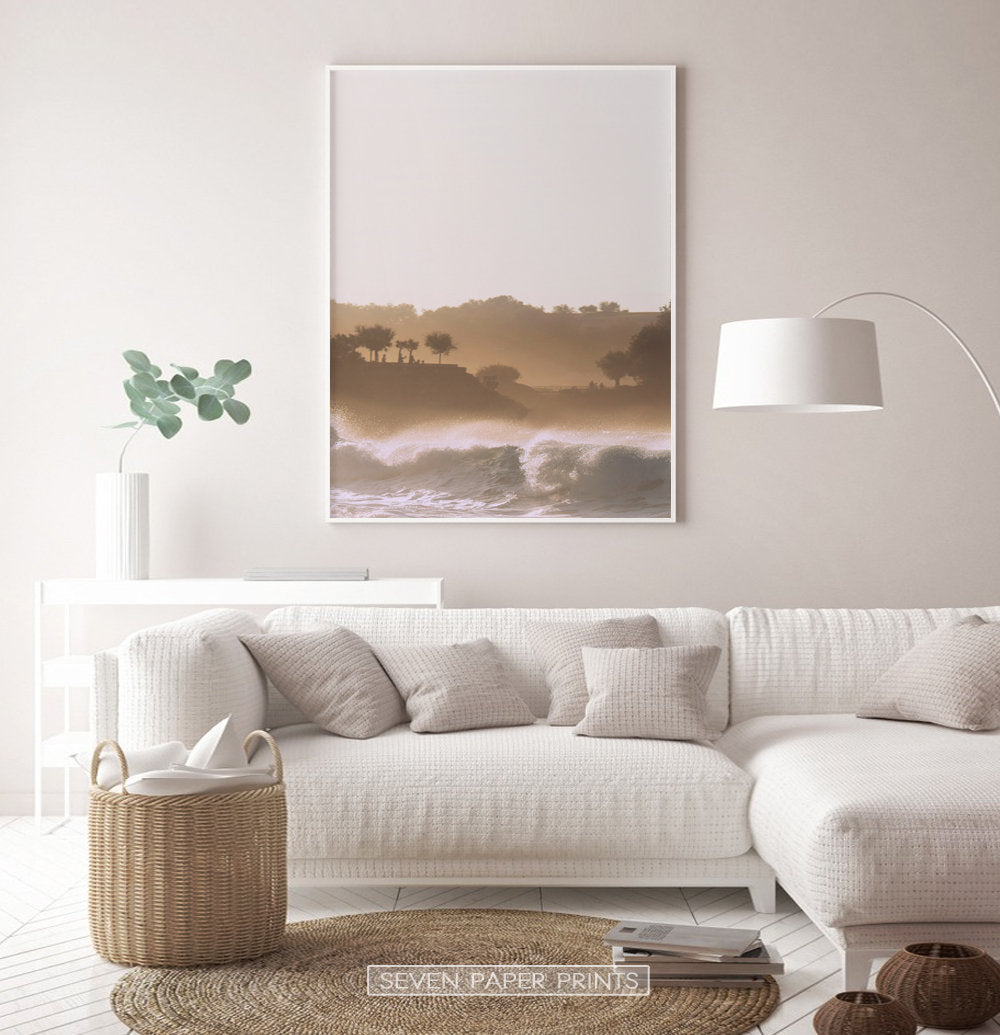 Sunset Ocean Wave Wall Art Print Set of 2