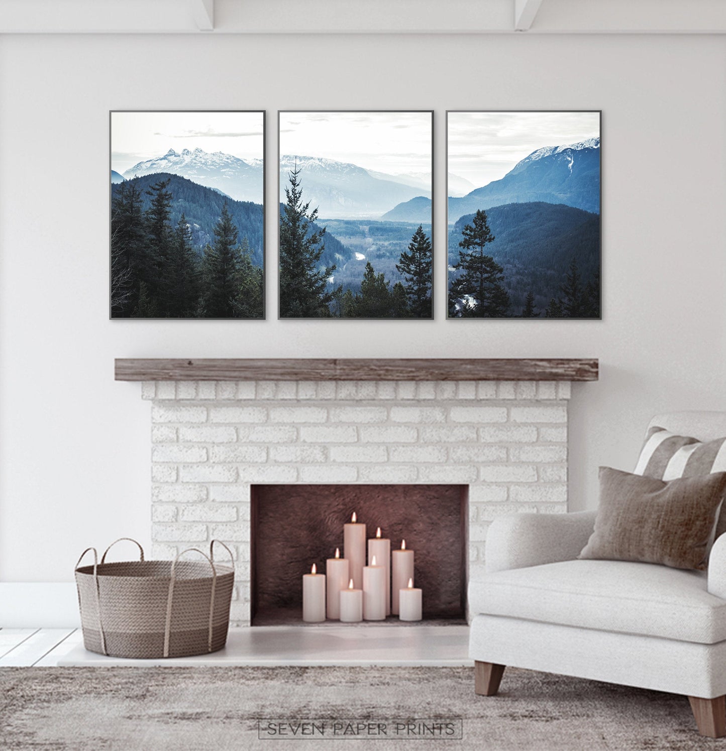 Blue Forest Nordic Landscape Set of 3 Wall Art