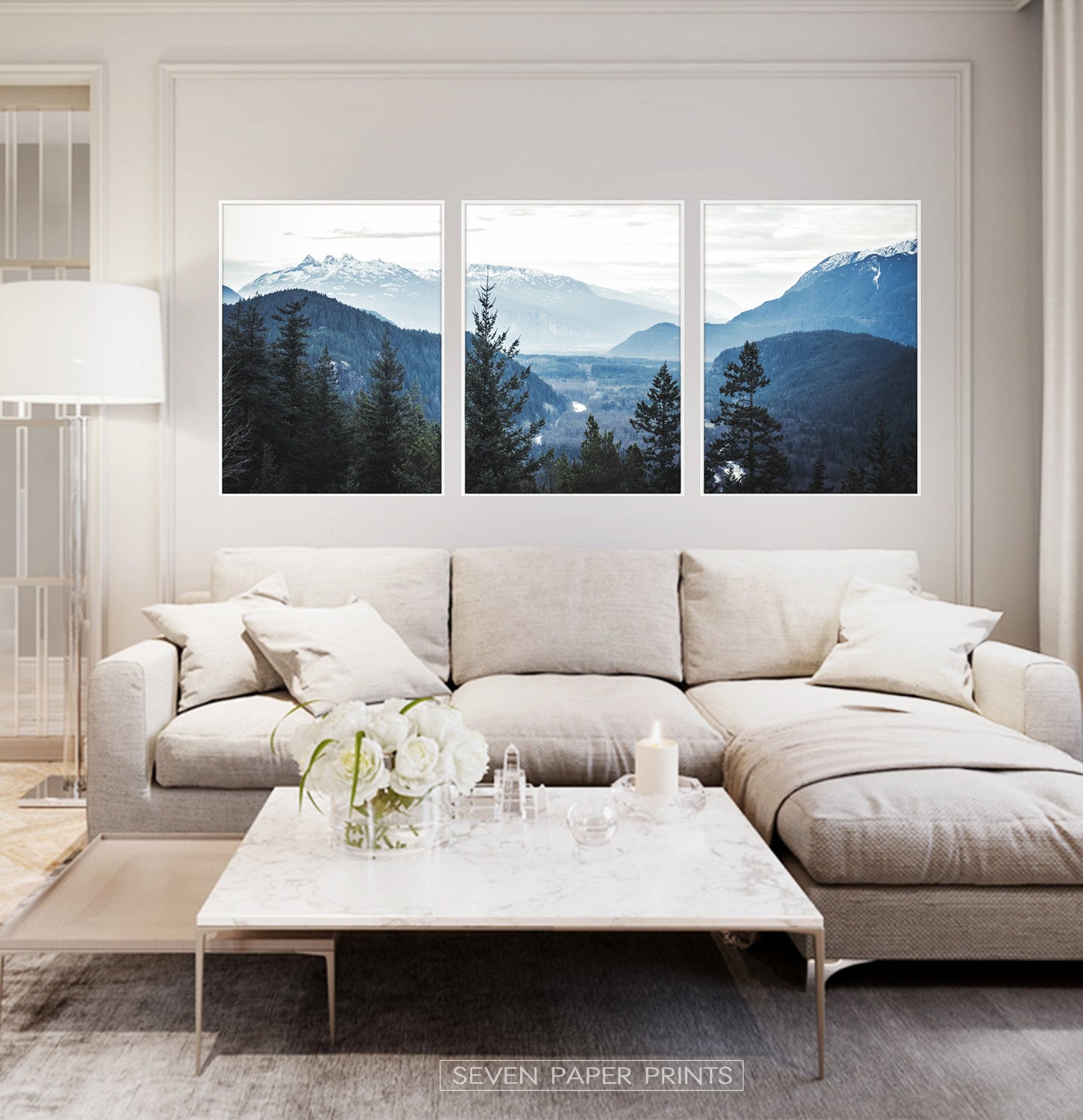 Blue Forest Nordic Landscape Set of 3 Wall Art