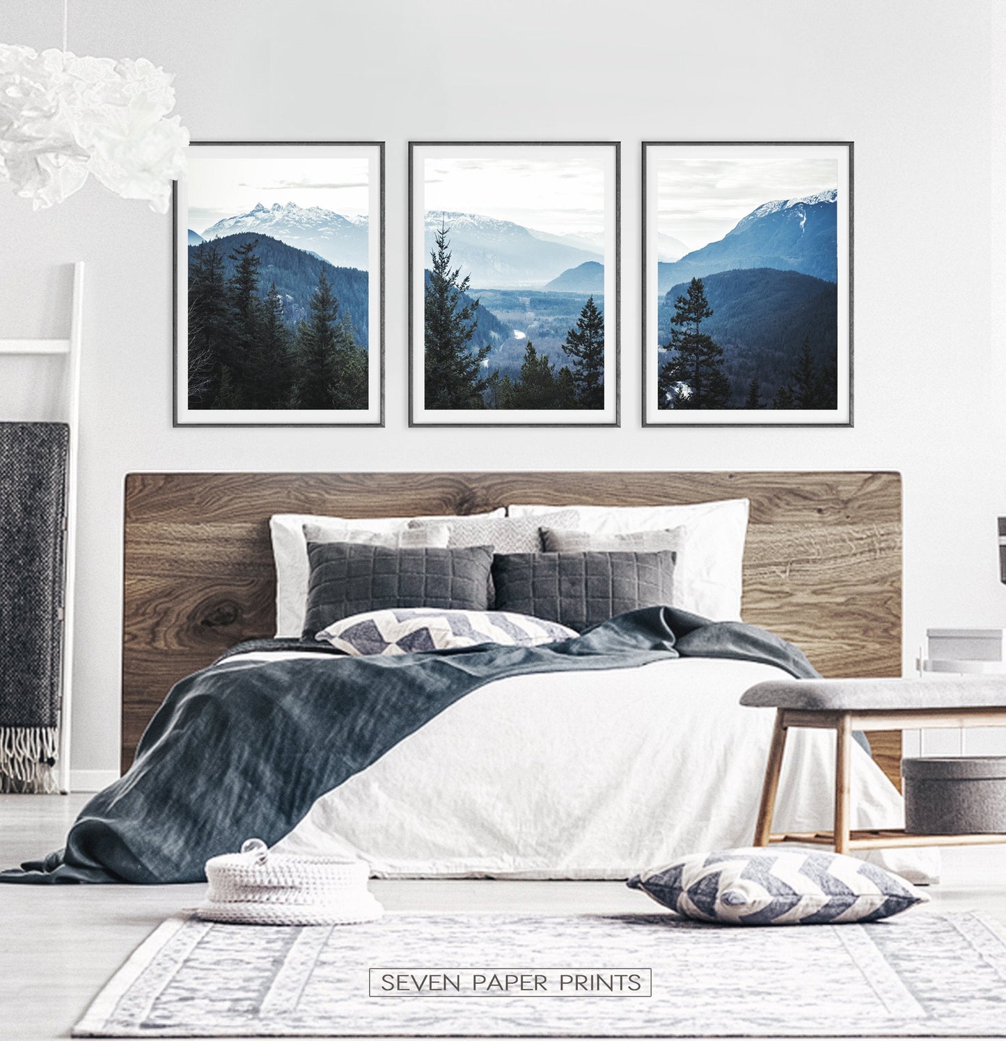 Blue Forest Nordic Landscape Set of 3 Wall Art
