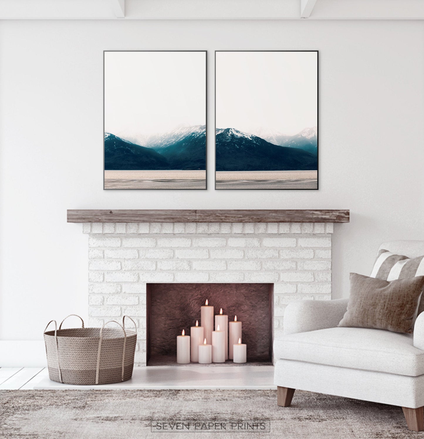 Modern Mountain Wall Art Scandinavian Print Set of 2