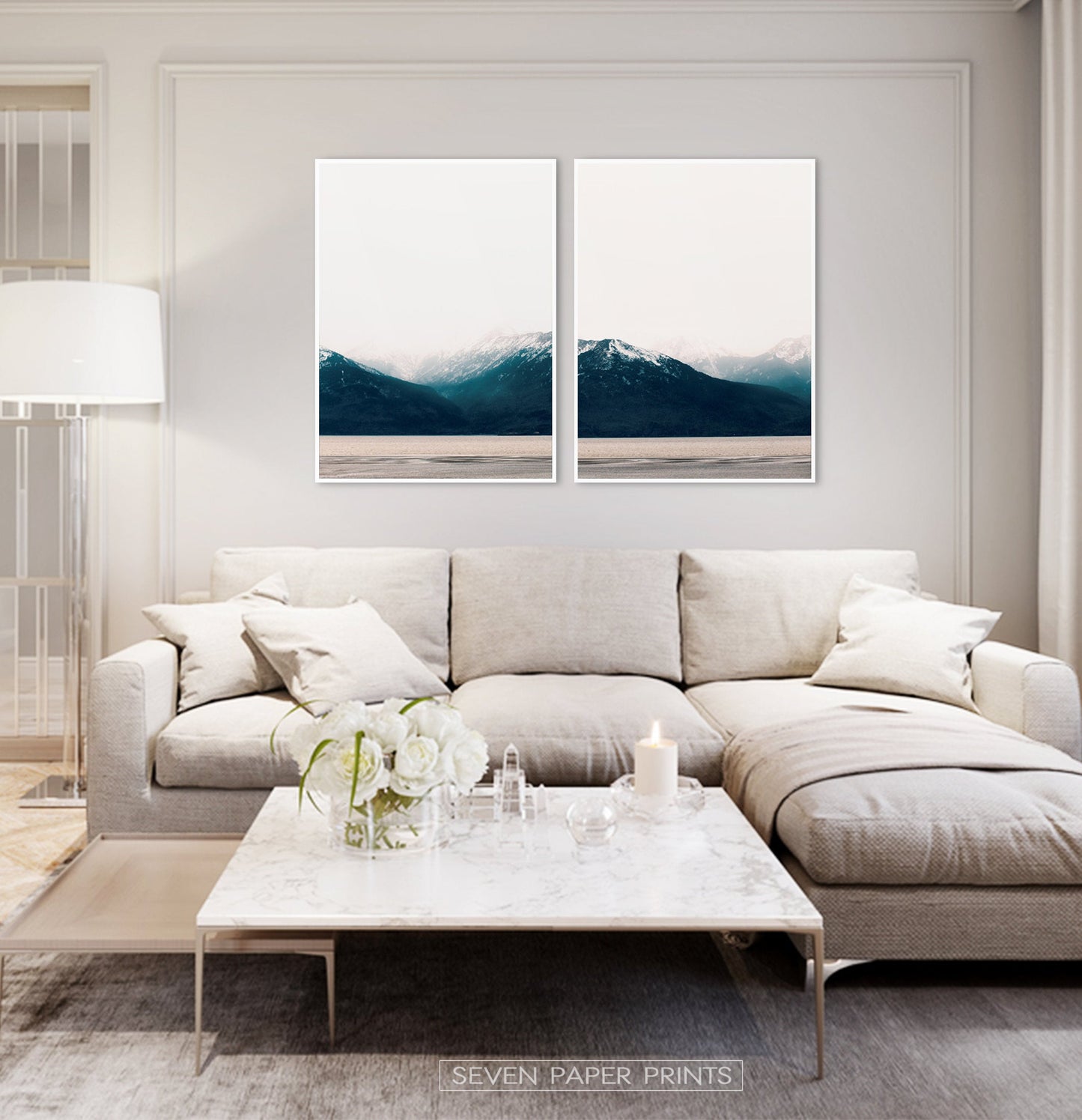 Modern Mountain Wall Art Scandinavian Print Set of 2
