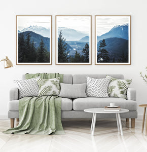 Living Room Wall Decor - Blue Mountain Triptych 