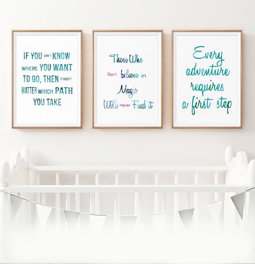 Alice in Wonderland Quotes Three Piece Wall Art