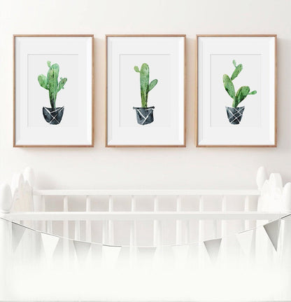 Cactus Wall Art Set of 3 Prints for Nursery