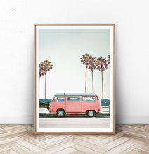 Load image into Gallery viewer, Pink Bus California Palm Beach Wall Art
