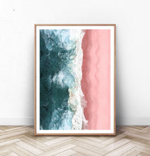 Load image into Gallery viewer, Turquoise Waves Pink Beach Aerial Ocean Photography
