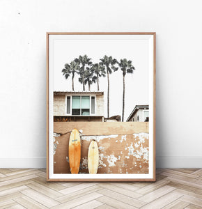 Coastal Surf Print with Palm Trees