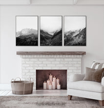 Load image into Gallery viewer, Black and White Mountain Landscape Set of 3 Wall Arts
