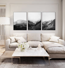 Load image into Gallery viewer, Black and White Mountain Landscape Set of 3 Wall Arts

