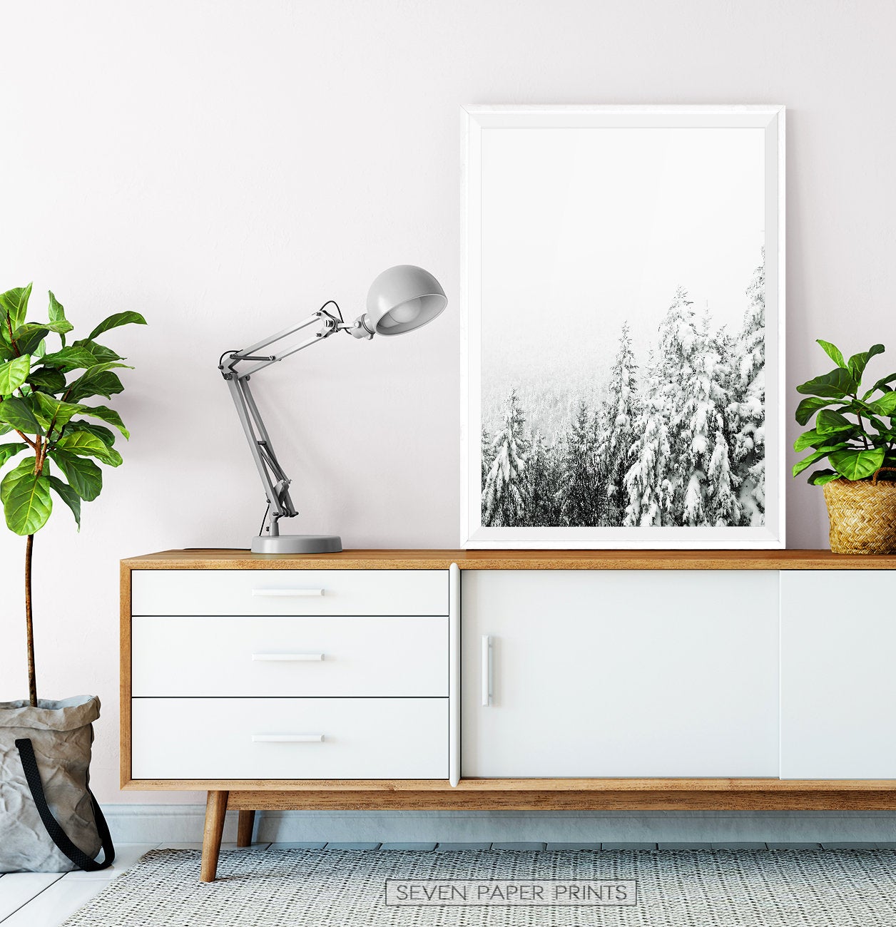Winter Gallery Wall Decor Set of 6 Prints with Moose