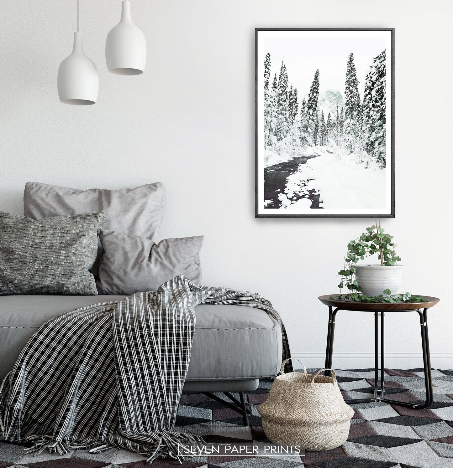 Winter Gallery Wall Decor Set of 6 Prints with Moose