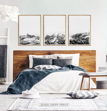 Mountain Landscape Black and White Wall Art Set of 3