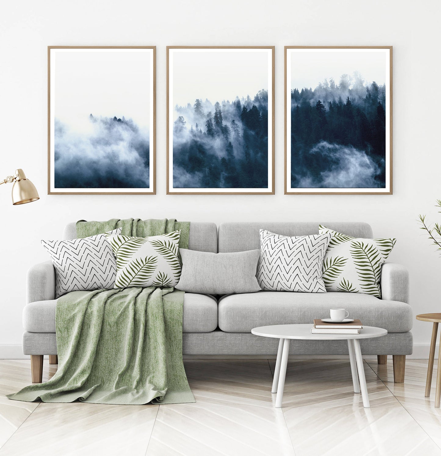 Misty Indigo Forest Landscape Set of 3 Digital Scenery