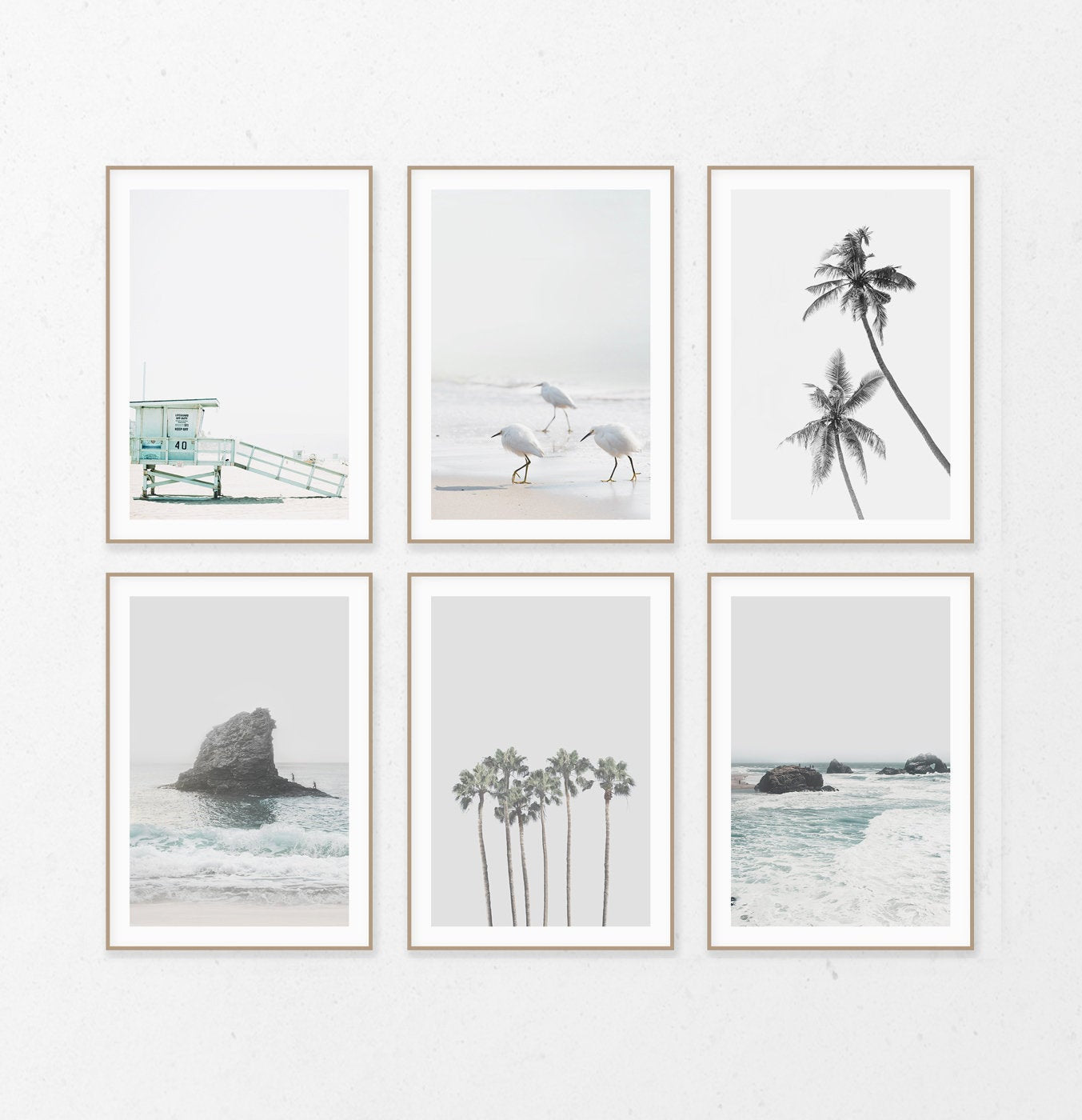Ocean Gray Beach Wall Art Set of 6 Digital Prints | Order Online