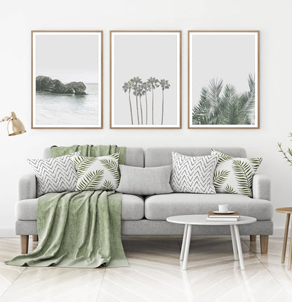 Palm Tree Wall Art Set of 3 Pastel Coastal Prints