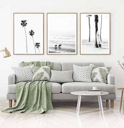 Black and White Surfing Wall Art Set of 3 Prints