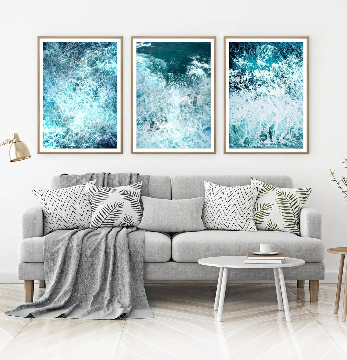 Ocean Waves 3 Piece Wall Art with Splashing Coastal Water