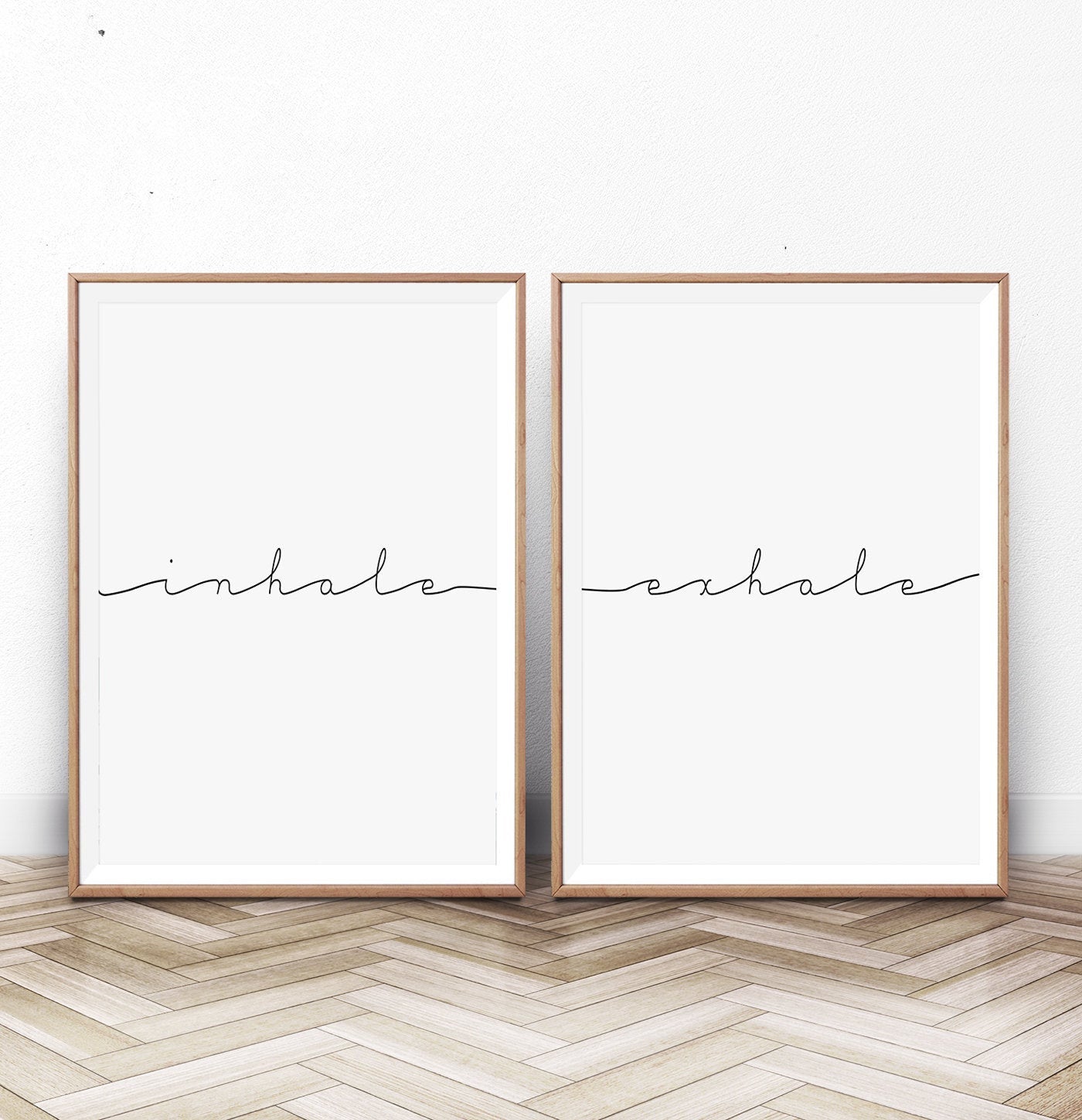 Inhale Exhale Set of 2 Inspirational Quote Text Prints