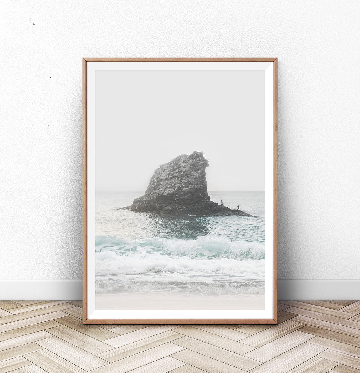 Coastal Rock Sea Wall Art with Beach Waves