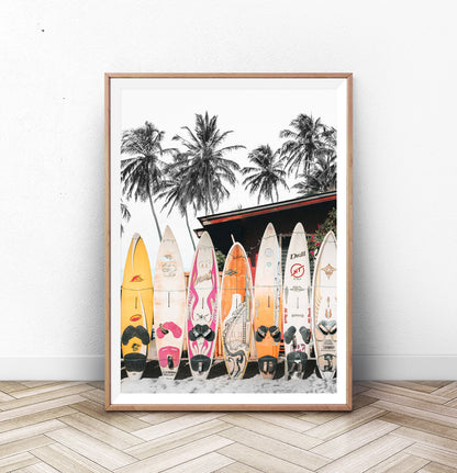 Tropical Surf Wall Art with Surfboards