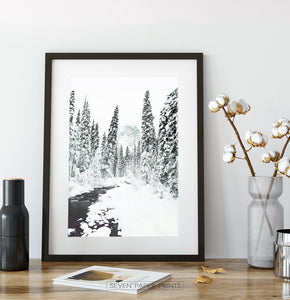 Set of 2 Christmas Scene Prints with Reindeer and River