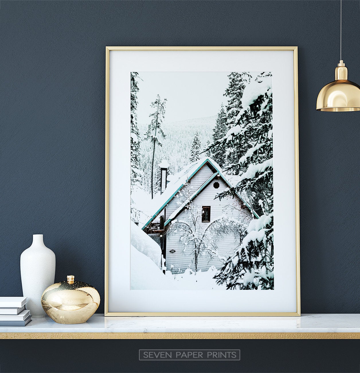 Winter Gallery Wall Decor Set of 6 Prints with Moose