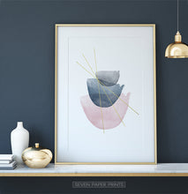 Load image into Gallery viewer, Abstract Geometric Wall Art with Pink and Grey Stones
