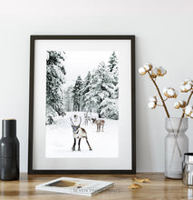 Load image into Gallery viewer, Set of 2 Christmas Scene Prints with Reindeer and River
